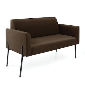 Sofá Namoradeira 2 Lugares Pé De Ferro Preto Marisa Suede Marrom D03 - D`rossi