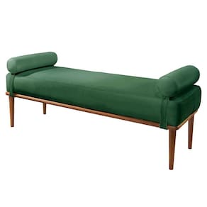 Recamier Puff Berlim Luxo Base Em Madeira Maciça Castellar Móbile Verde