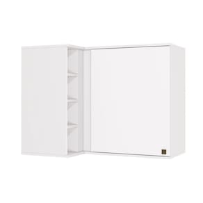 Armário Aéreo De Canto Reto Celeste Kappesberg 100% Mdf 1 Porta 4 Nichos Branco 98cm
