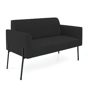 Sofá Namoradeira 2 Lugares Pé De Ferro Preto Marisa Veludo D03 - D`rossi Cor Preto