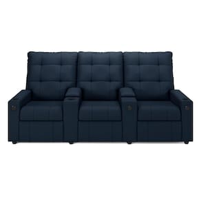 Poltrona Reclinável Para Cinema Parma 3 Lugares Baú Usb Veludo Azul Fh1 - D`rossi