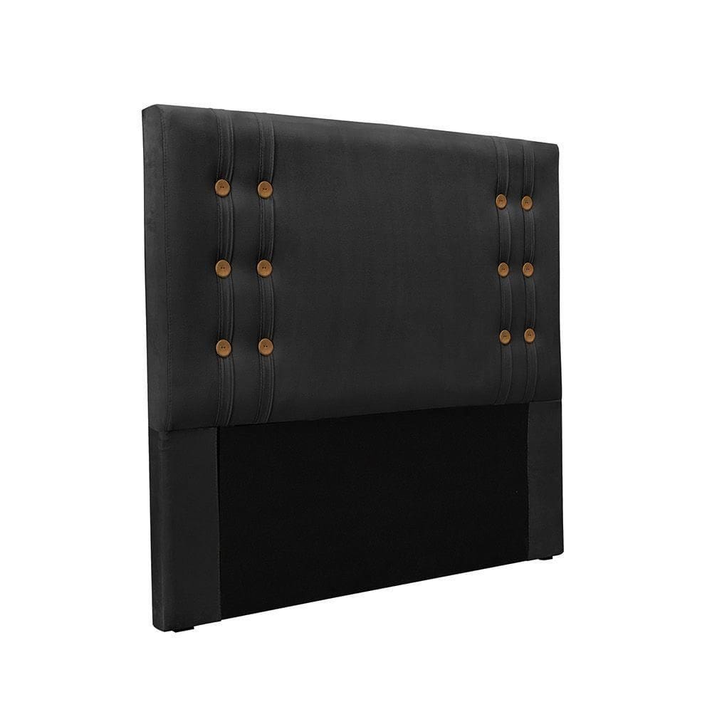 Cabeceira Cama Box King 195cm E Recamier Gênova Veludo S04 - D`rossi Cor Preto