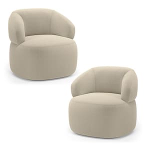 Kit 02 Poltronas Orgânicas Giratória Living Glee Bouclê Bege - Desk Design