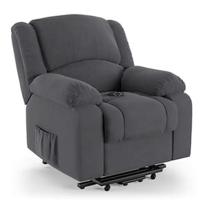 Poltrona Do Papai Reclinável Melim Elevação Lift Elétrico Veludo Fh1 - D`rossi Cor Cinza