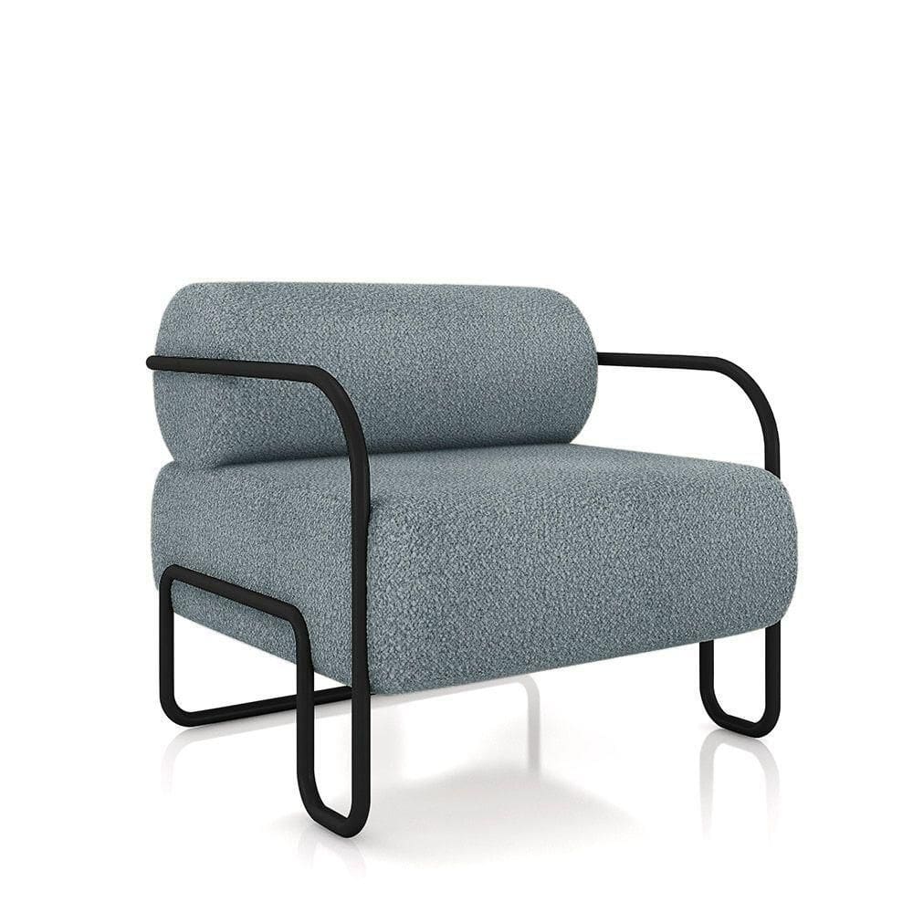 Poltrona Sala De Estar Industrial Preto Ameli Bouclê K01 - D`rossi Cor Azul
