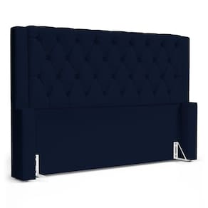 Cabeceira Atena Para Cama Box Queen Size 160cm Capitonê Com Frame Suede Azul Marinho - Desk Design