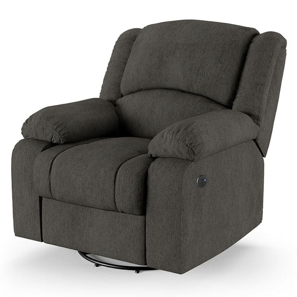 Poltrona Do Papai Reclinável Melim Glider Giratória Usb Linho Fh1 - D`rossi Cor Grafite