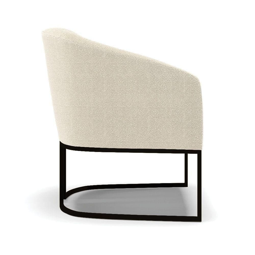 Kit 2 Poltronas Stella Bouclê Bege Base Metálica Industrial Preto - D`rossi