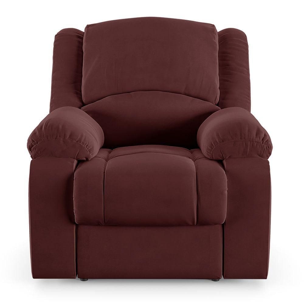 Poltrona Do Papai Reclinável Sala De Cinema Barcelona Elétrica Touch Massagem Usb Veludo Vinho