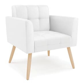 Poltrona Elisa Corino Pés Palito Natural - D`rossi Cor Branco