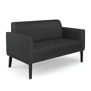 Sofá Namoradeira Base De Madeira Fixa Preto Marisa Corino D03 - D\`rossi Cor Preto