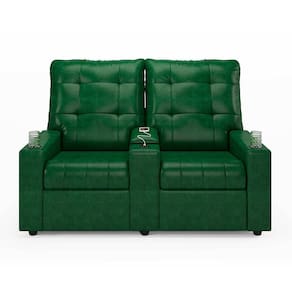 Poltrona Reclinável Para Cinema Parma 2 Lugares Baú Usb Pu Fh1 - D`rossi Cor Verde Musgo