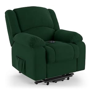 Poltrona Do Papai Reclinável Melim Elevação Lift Elétrico Veludo Fh1 - D`rossi Cor Verde