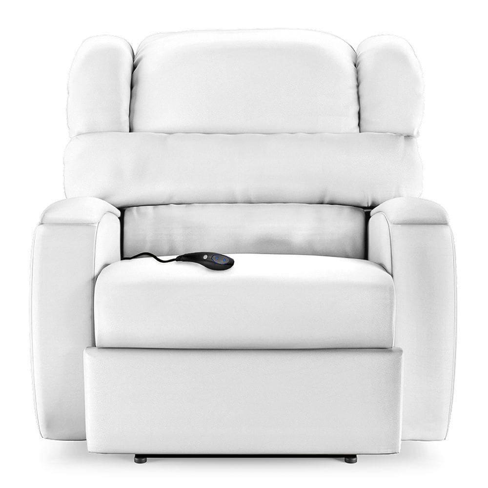 Poltrona Do Papai Sala De Cinema Reclinável Manchester Controle Elétrico Usb Pu Branco