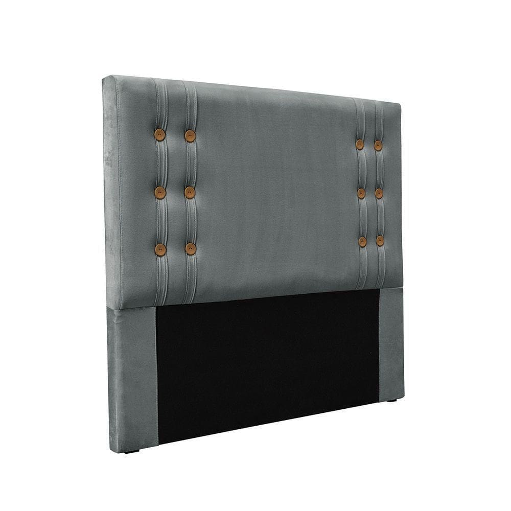 Cabeceira Cama Box Solteiro 90cm E Recamier Gênova Veludo S04 - D`rossi Cor Cinza
