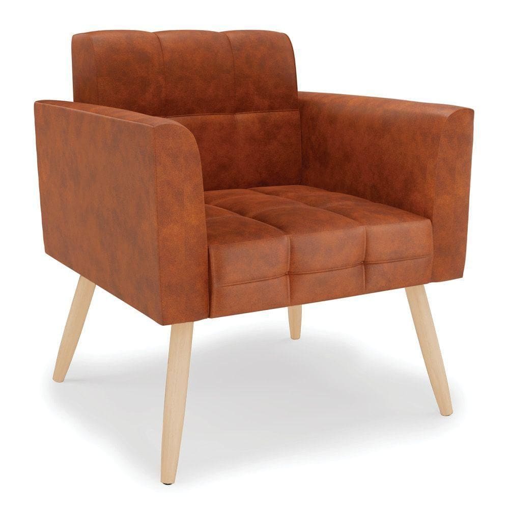 Poltrona Elisa Corano Pés Palito Natural - D`rossi Cor Nozes