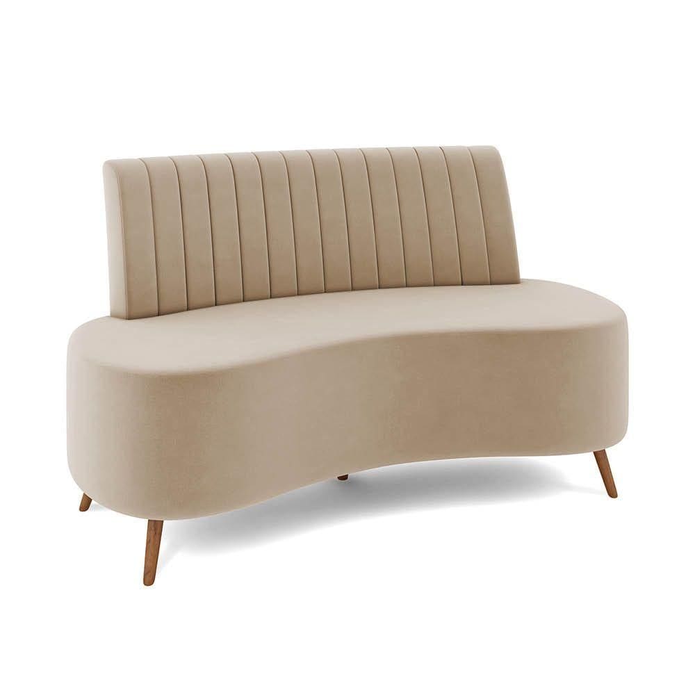 Sofá 2 Lugares Living 135cm Pé Palito Maraú Veludo Bege K01 - D`rossi