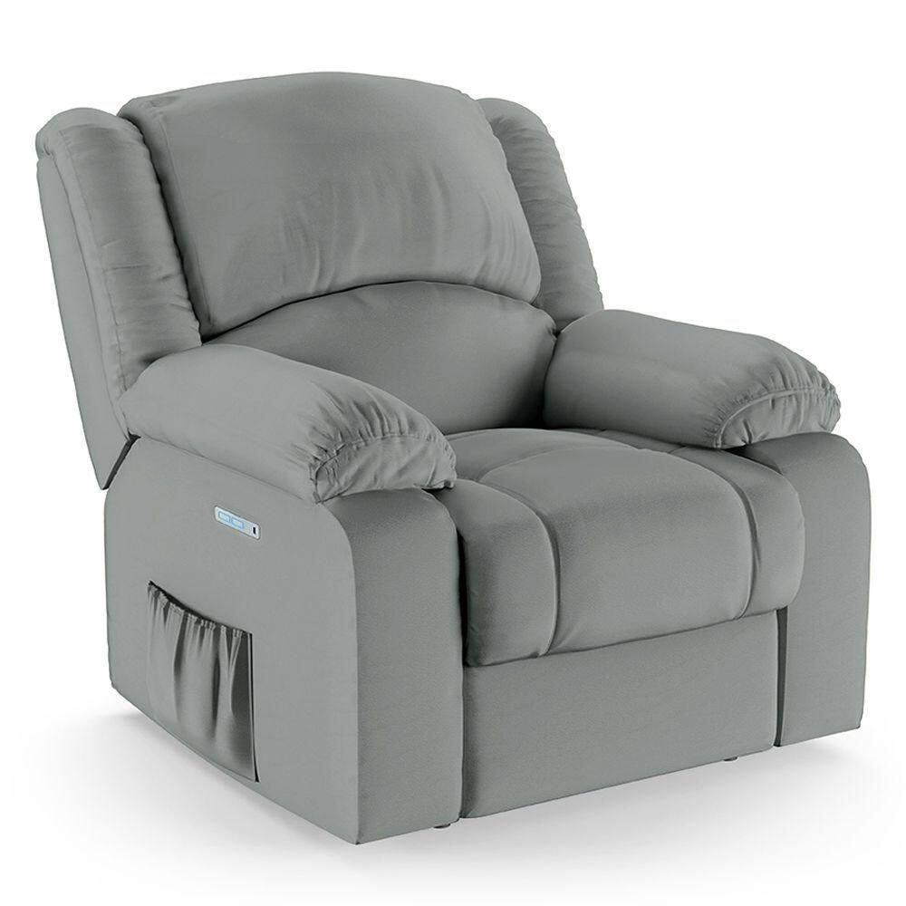 Poltrona Do Papai Reclinável Melim Elétrica Led Sintético Pu Fh1 - D`rossi Cor Cinza