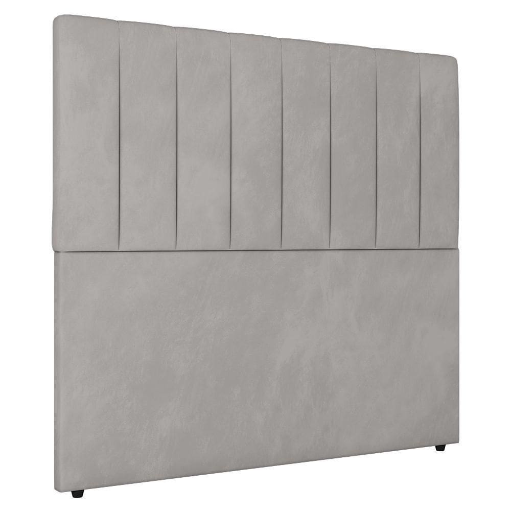 Cabeceira Cama Box Casal King Size Ivana 193cm Veludo Prata