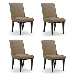 Cadeira Sala De Jantar Base Madeira Preto Kit 4 Sofia Suede Marrom Rato D03 - D`rossi