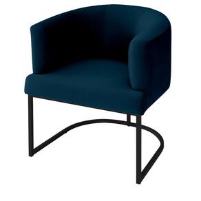 Poltrona Decorativa Arredondada Emi Base de Ferro Preto Fosco em Veludo Estofama
