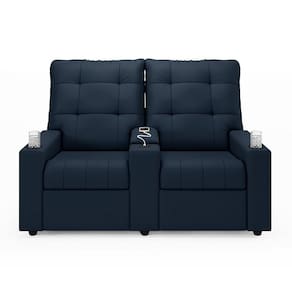 Poltrona Reclinável Para Cinema Parma 2 Lugares Baú Usb Veludo Azul Fh1 - D`rossi