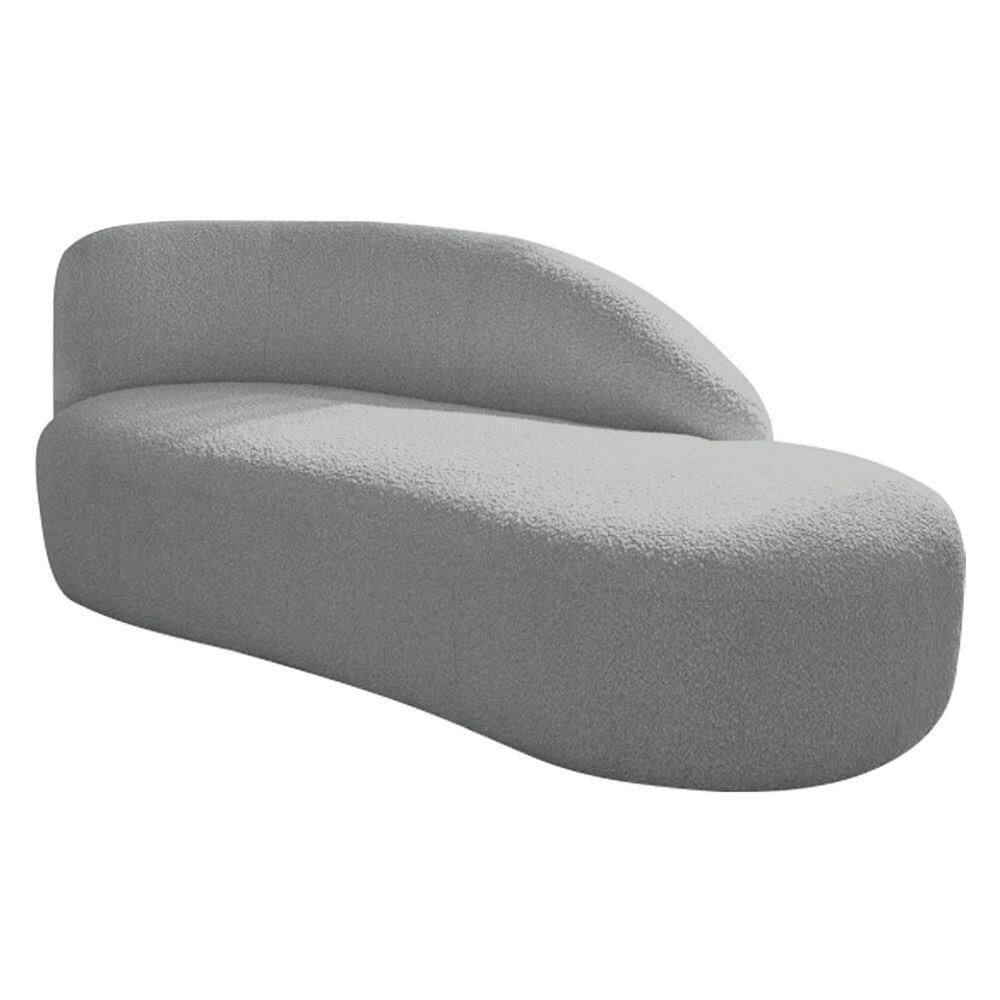 Divã Recamier Curvo Luna 185cm Lado Direito Bouclé - Doce Sonho Móveis Cor Cinza