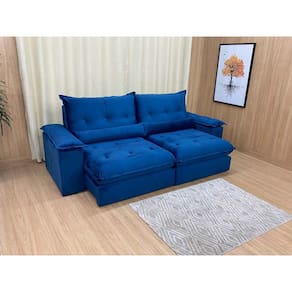 Sofá Retrátil Reclinável 2,50 m Azul 506 Guanabara