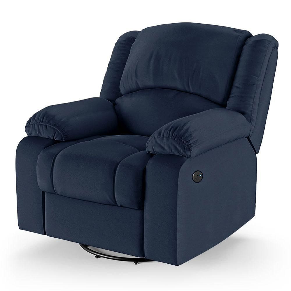 Poltrona Do Papai Reclinável Melim Glider Giratória Usb Sintético Pu Fh1 - D`rossi Cor Azul