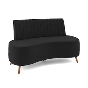Sofá 2 Lugares Living 135cm Pé Palito Maraú Veludo Preto K01 - D`rossi