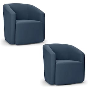 Kit 2 Poltronas Stella Max Suede Base Giratória - D`rossi Cor Azul Marinho