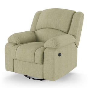 Poltrona Do Papai Reclinável Melim Glider Giratória Usb Linho Bege Fh1 - D`rossi
