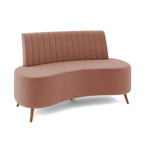 Sofá 2 Lugares Living 160cm Pé Palito Maraú Veludo K01 - D`rossi Cor Rose