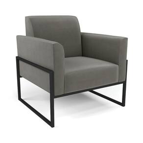 Poltrona Base Industrial Alta Preto Marisa Suede Grafite D03 - D\`rossi
