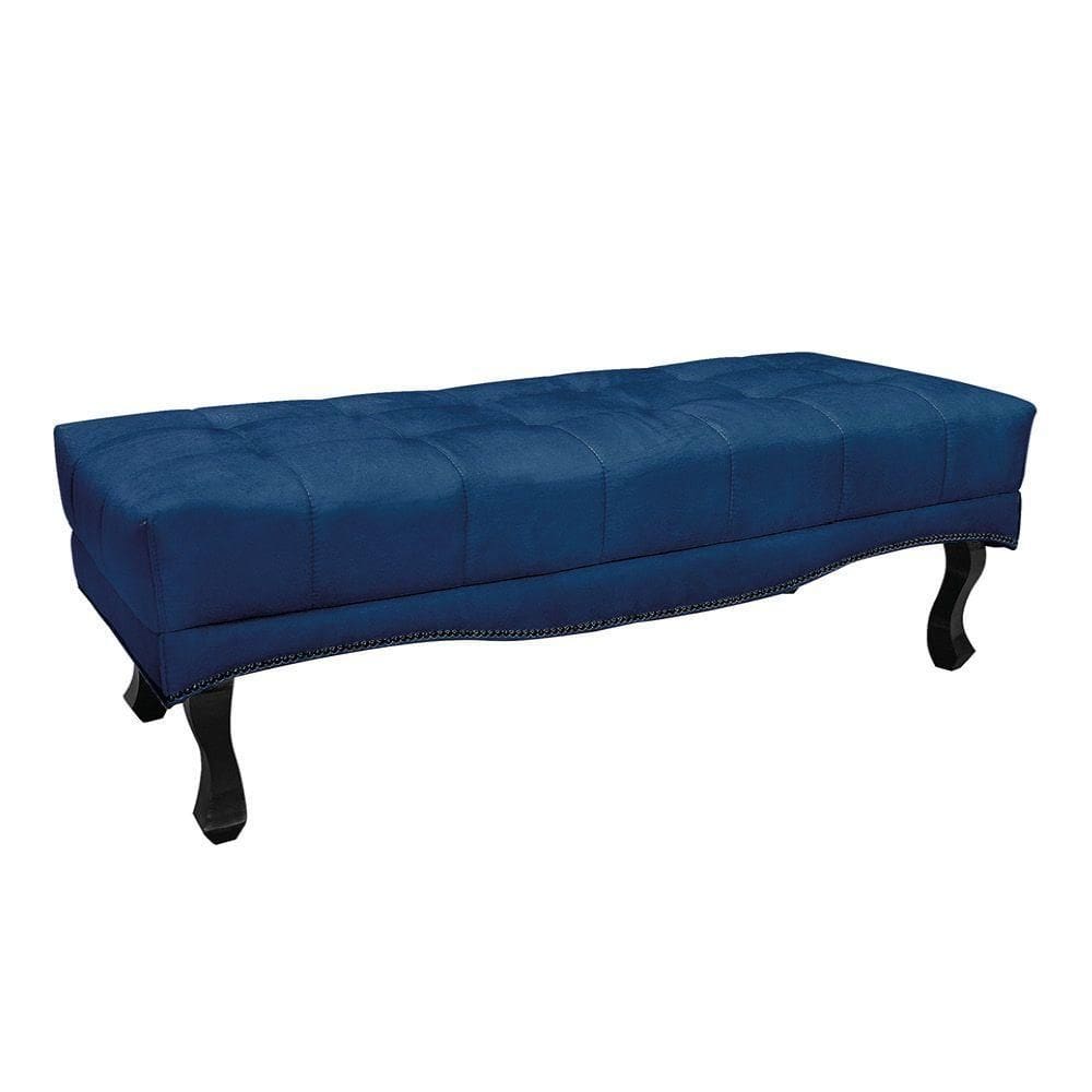 Puff Recamier Retrô Luis Xv Captonê Para Quarto Vicenza 160cm Suede Azul Marinho S04 - D`rossi