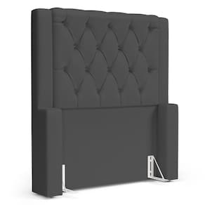 Cabeceira Atena Para Cama Box Solteiro 90cm Capitonê Com Frame Suede Cinza - Desk Design