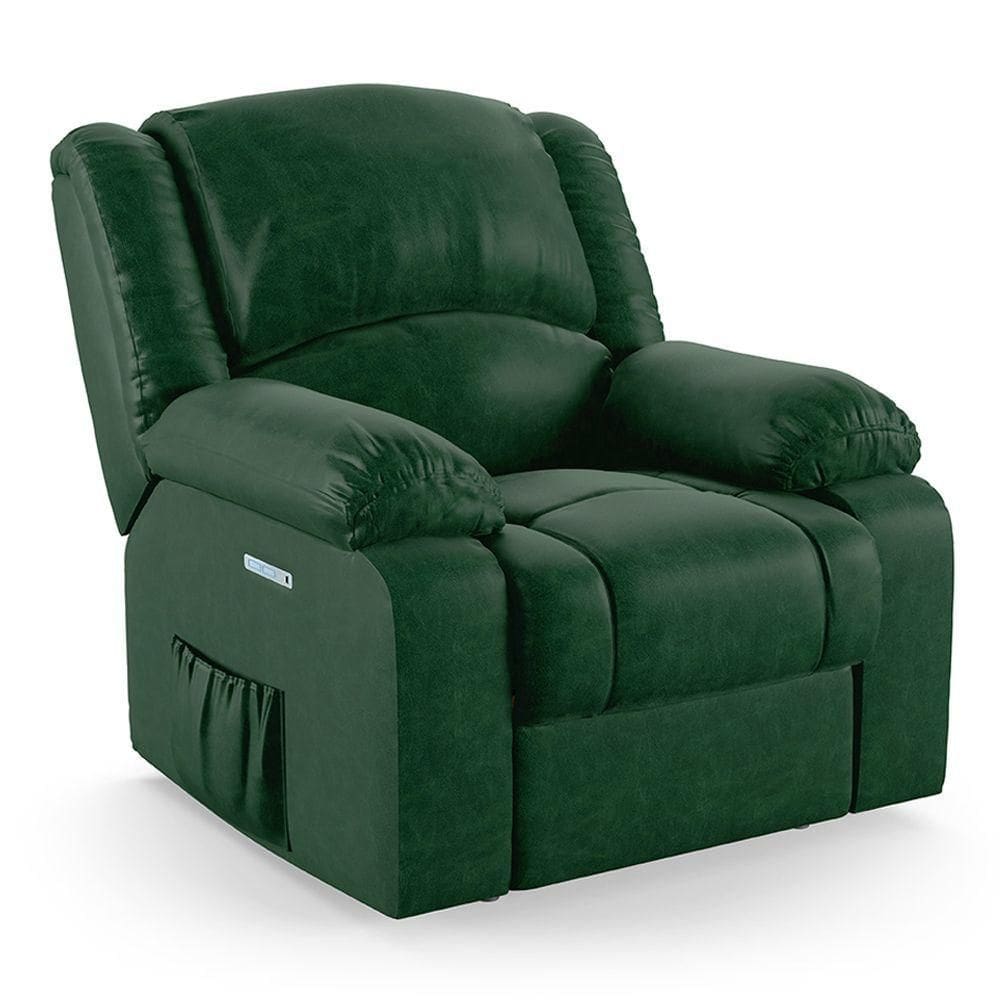 Poltrona Do Papai Reclinável Melim Elétrica Led Pu Fh1 - D`rossi Cor Verde