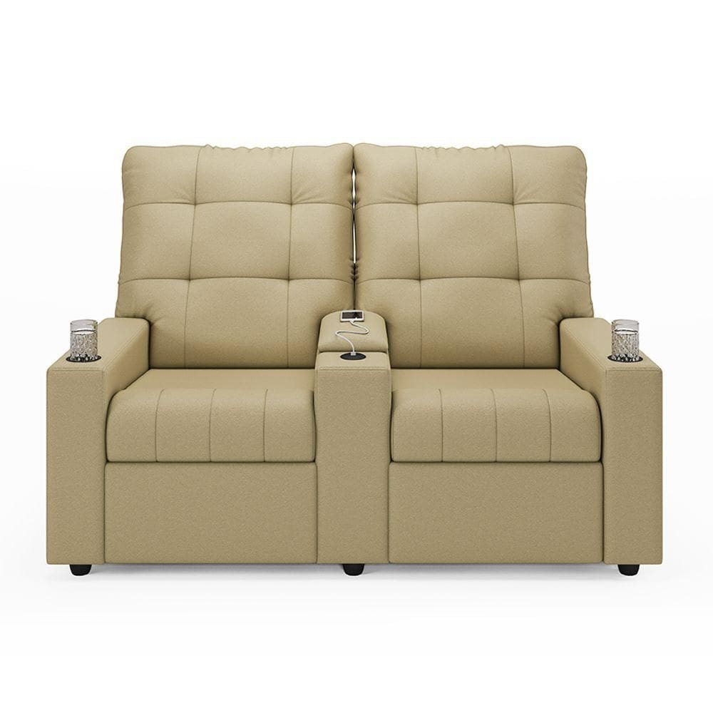 Poltrona Reclinável Para Cinema Parma 2 Lugares Baú Usb Pu Bege Fh1 - D`rossi