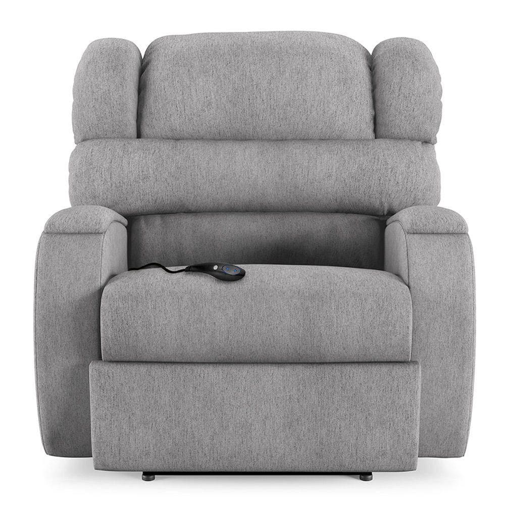 Poltrona Do Papai Sala De Cinema Reclinável Manchester Controle Elétrico Linho Cinza