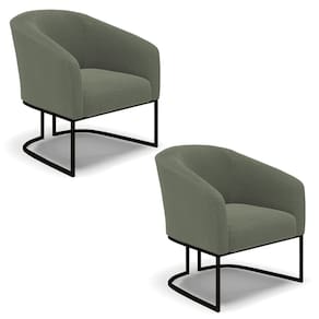 Poltrona Para Sala Industrial Preto Kit 2 Stella Bouclê Menta D03 - D`Rossi