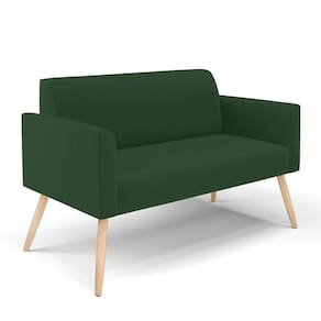 Sofá Namoradeira Pés Palito Natural Marisa Veludo Verde D03 - D`rossi