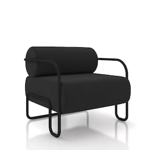 Poltrona Sala De Estar Industrial Preto Ameli Veludo Preto K01 - D`rossi