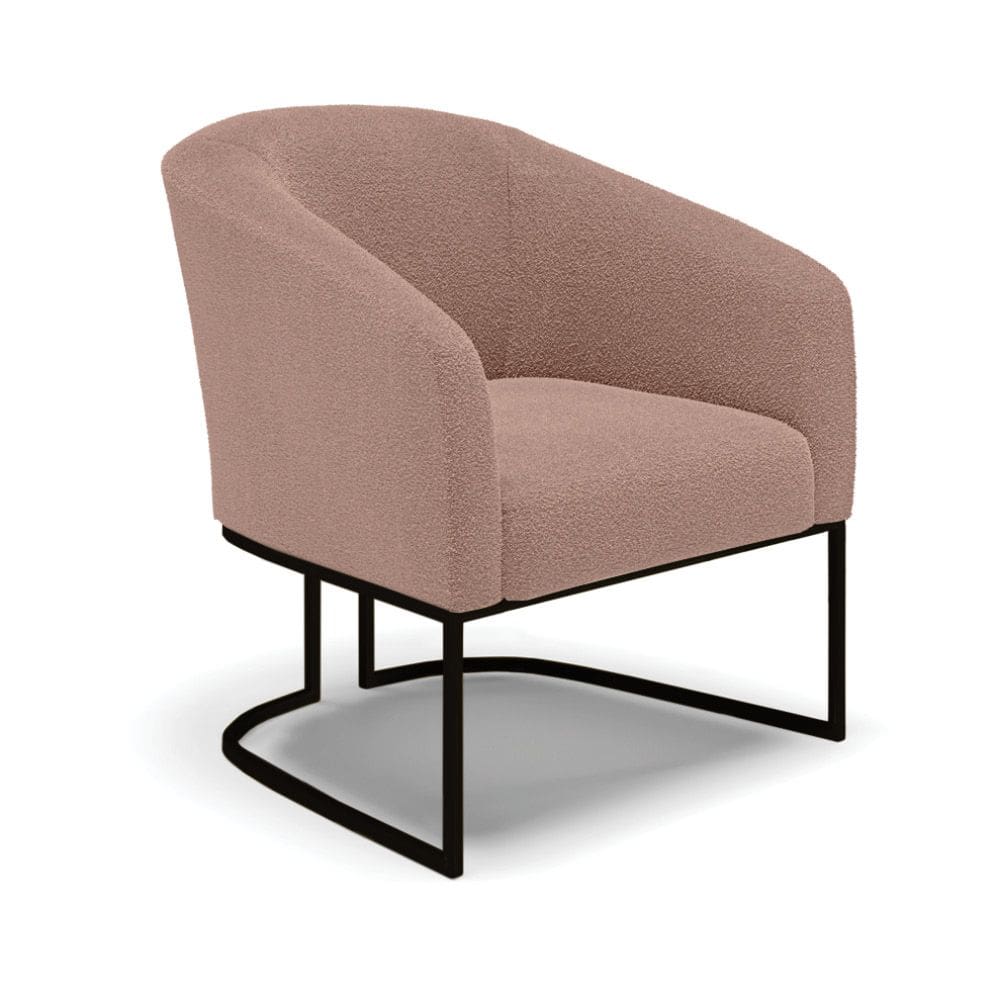 Poltrona Decorativa Base Industrial Preto Stella Bouclê Rosê D03 - D`Rossi