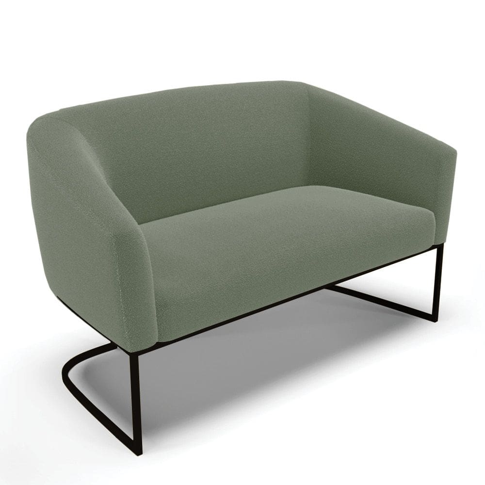 Sofá Namoradeira 2 Lugares Base Industrial Pto Stella Bouclê Menta D03 - D`Rossi