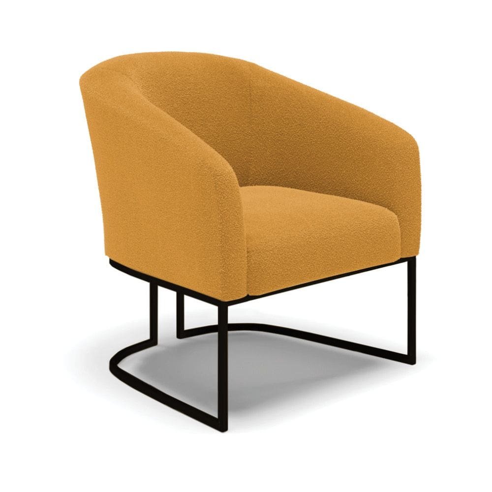 Poltrona Decorativa Base Industrial Preto Stella Bouclê Mostarda D03 - D`Rossi
