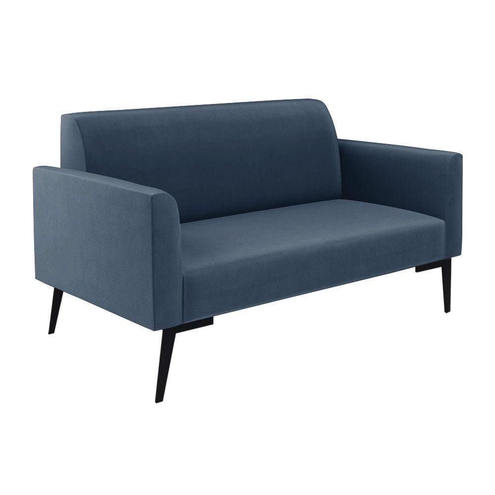 Sofá Namoradeira Pés Villach Marisa Suede Azul Marinho D03 - D`rossi
