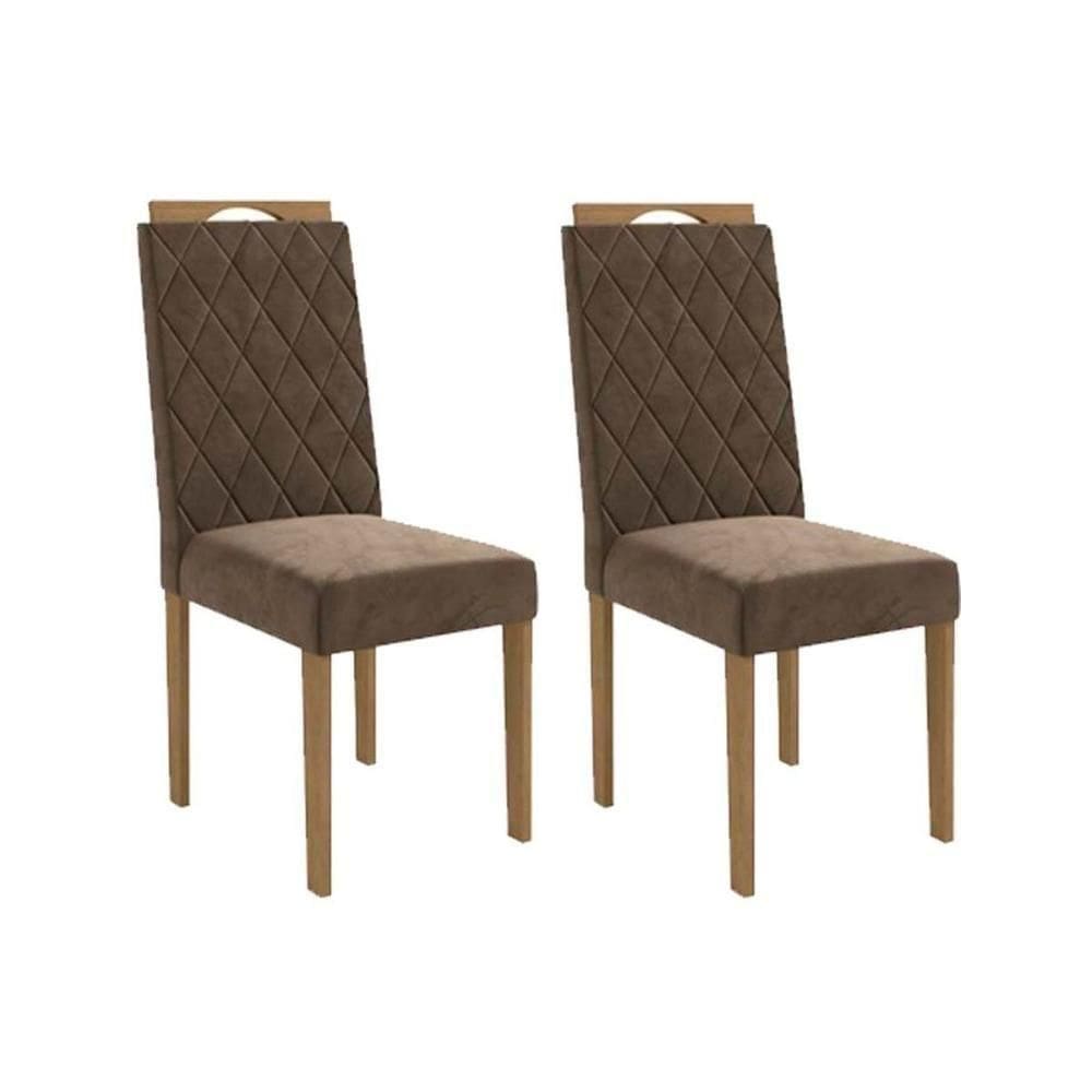 Cadeira Sala De Jantar 2cad152ea Kit 2 Un Eucalipto/veludo Marrom A033 - Kappesberg