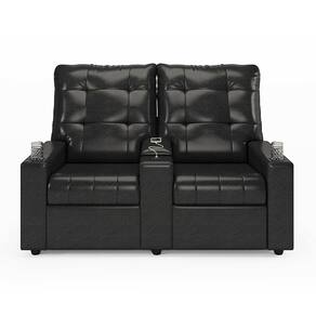 Poltrona Reclinável Para Cinema Parma 2 Lugares Baú Usb Pu Preto Brilho Fh1 - D`rossi