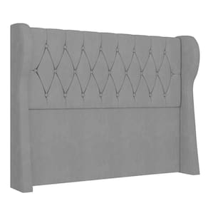 Cabeceira Casal Cama Box 140cm Malva I02 Veludo Cinza Mpozenato