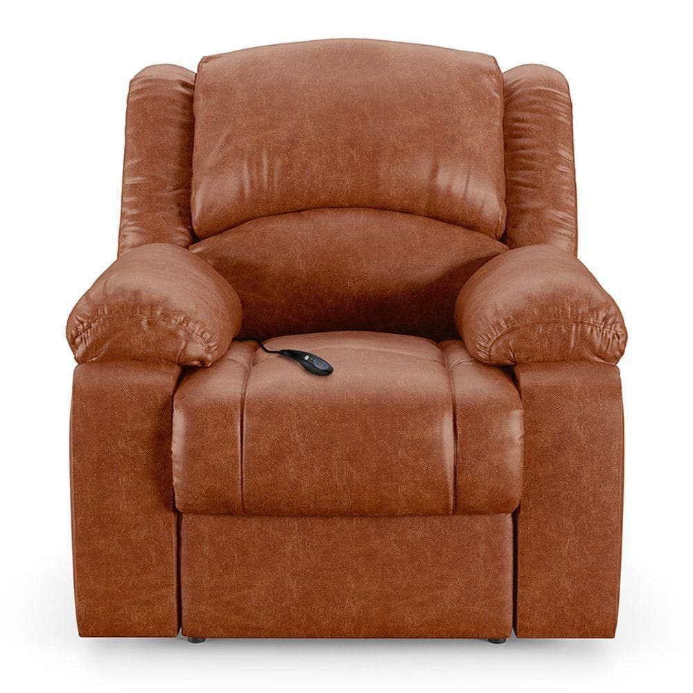 Poltrona Do Papai Reclinável Sala De Cinema Barcelona Controle Elétrico Usb Pu Caramelo Brilho